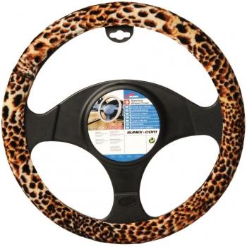 Sumex 2505067 Leopard Look Funda de Volante Universal Terciopelo Leopardo, 37 - 39 cm Diámetro