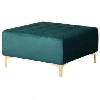 Otomana de terciopelo verde azulado cuadrada con patas doradas Aberdeen