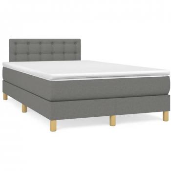 Colchón cama suave con tela LED gris oscuro 120x190cm y cama box spring con colchón y led de tela marrón oscuro 120x190 cm Vidaxl Gris