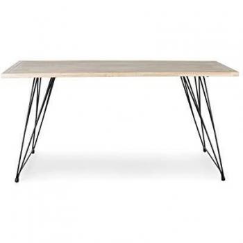 Mesa de diseño industrial District 160x90 cm con estructura de metal y superficie de madera