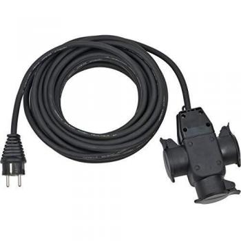 Alargador eléctrico IP44 H07RN-F 3G1,5 de 10 metros con cabezal de goma y 3 tomas para uso industrial y en obras