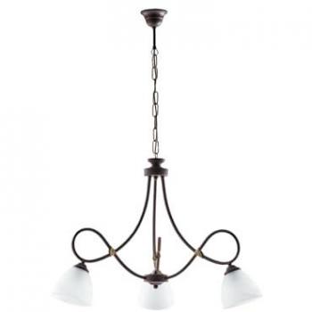 Lámpara de Araña de Hierro Forjado Negro y Óxido con Tres Luces Blancas 58x h52 cm