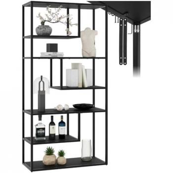 Estantería de Pie Venda Industrial con 6 Compartimentos, 85 x 35 x 188 cm, Diseño Asimétrico y Pies Regulables en Altura, Alta Capacidad de Carga (45 kg)