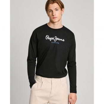 Camiseta de manga larga Pepe Jeans Eggo Long N para hombre en color negro con logo frontal 100% Algodón