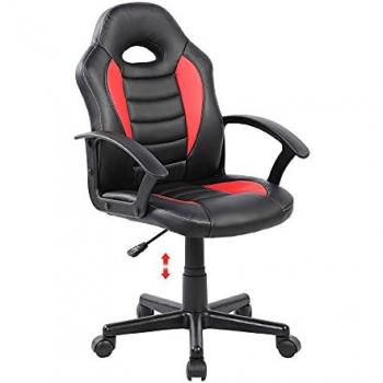 Silla Gamer Ergonómica Rocada, Transpirable, Basculante, Altura Regulable, con Brazos Fijos, Base de Nylon con Ruedas, Similpiel Negro y Rojo