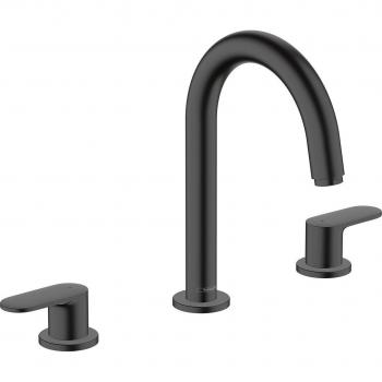 Grifo monomando para lavabo con 2 manetas Vernis Blend negro mate con desagüe sintético y extraíble - Hansgrohe
