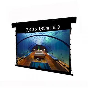 Pantalla de Proyección Motorizada Tensionada 2,40 x 1,35 m Formato 16:9 con Función Wi-Fi y Carcasa Negra