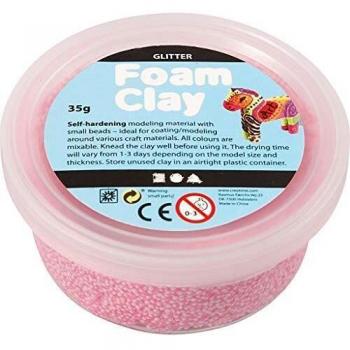 Foam Clay®, rojo claro, purpurina, 35gr