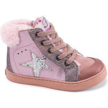 Botas de niña Pablosky en color rosa con diseño de cremallera y cordones
