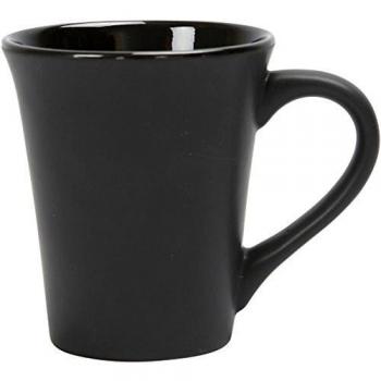 Taza negra de cerámica, altura 10 cm, diámetro 5,9-8,7 cm, 1 unidad