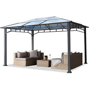 Cenador de Jardín Toolport 3x4 m con Marco de Aluminio y Techo de Policarbonato Aprox. 8mm sin Cortinas Laterales