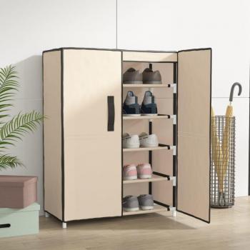 Armario Zapatero de Tela Crema 60x28x90 cm con Organizador y Compartimientos