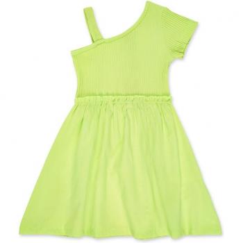 Tuc Tuc - Vestido de niña de punto asimétrico con cintura elástica Neon Jungle