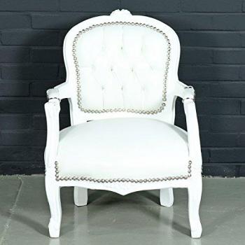 Casa Padrino Baroque Kids Chair White Leather Look/White - Children's Furniture in Antique Style