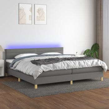 Colchón box spring suave con tela LED gris oscuro 200x200cm