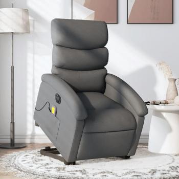 Sillón de masaje eléctrico reclinable elevable en tela gris oscuro vidaXL