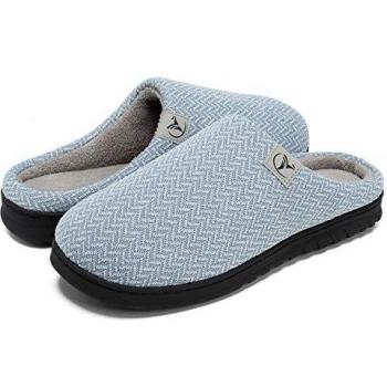 VIFUUR Zapatillas Hombre Mujer de casa Espuma de Memoria de Alta Densidad Cálido Interior Lana al Aire Libre Forro de Felpa Suela Antideslizante Zapatos Azul 38/39