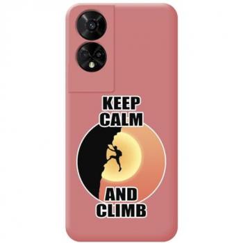 Funda Silicona Líquida Rosa para TCL 50 5G con Diseño de Hombre Escalada