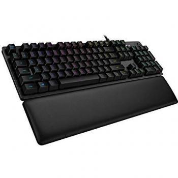 Logitech G513 - Teclado Gaming Mecánico con Reposamanos, RGB LIGHTSYNC, Interruptores GX Brown, Aleación de Aluminio, Conexión de Paso de USB, Disposición QWERTY Español, Negro