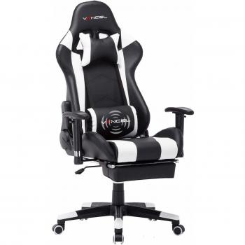 EAVANCEL Silla Gaming Sillones de Oficina Reclinable Ergonomica con Reposapiés Retráctil con Masaje Lumbar para Gamer