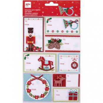 APLI Kids 19271 - Etiquetas regalo Navidad modelo SOLDADITO - Incluye 8 etiquetas para decorar regalos