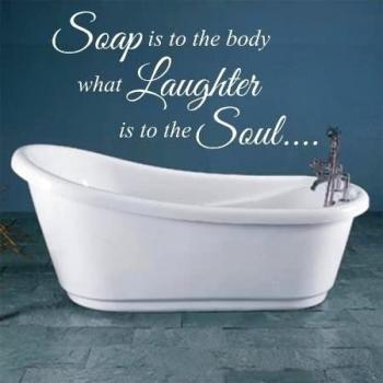 Vinylgraphicsonline es jabón para el cuerpo lo que risas es para el alma de baño adhesivo decorativo para pared, Plateado, Small 45cmx23cm