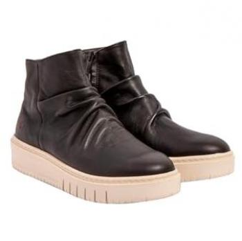 Botines Unisex de Piel con Cierre de Cremallera Art 1783 Nappa Negro-Crema
