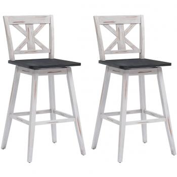 Set de 2 Taburetes de Bar Vintage con Asiento Giratorio a 360°, Altura de 73,5 cm, Almohadillas Antideslizantes, Dimensiones 51 x 51 x 109 cm, Color