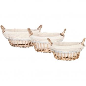 Clayre & Eef 6ro0306 cesta Cestas ratán Juego de 3 con plástico Natural aprox. Diámetro 24 x 16 cm, diámetro de 19 x 13 cm/diámetro 16 x 11 cm