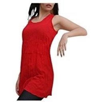 Aller Simplement - Camiseta de algodón tiene tirantes amplio efecto arrugado V1 rojo - S