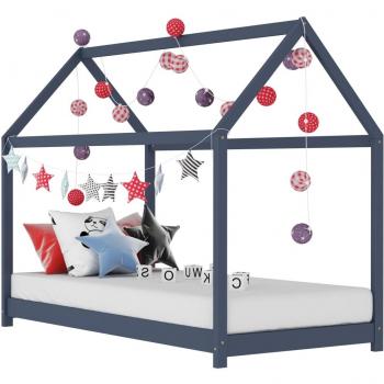 Estructura de cama infantil en madera maciza de pino gris 70x140 cm