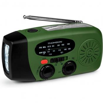 Radio de emergencia Thomson RT260 - FM/AM, portátil, con dinamo y energía solar, color amarillo