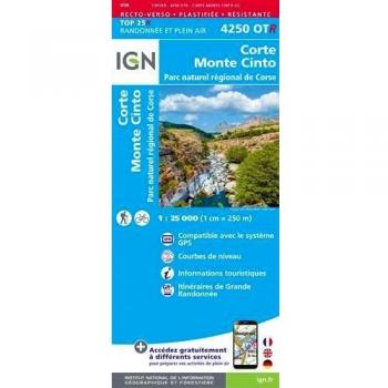 Mapa IGN 4250OTR Corte Monte Cinto Parc Natural Regional de Córcega - Resistente