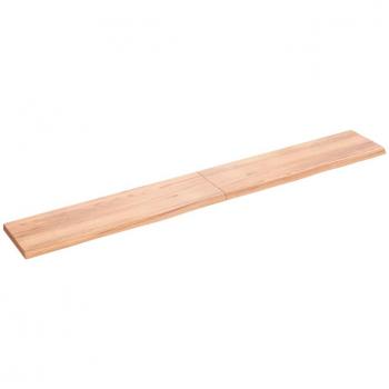Estante de pared de madera de roble macizo tratado marrón 220x30x(2-4) cm