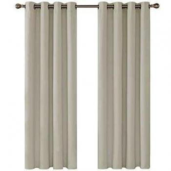 Deconovo Cortinas Opacas de Salon con Aislamiento Térmico para Sala de Estar Oficina Hotel Ventanas 2 Paneles 140 x 175 cm Beige Claro