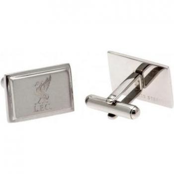 Abotoaduras rectangulares de acero inoxidable Liverpool FC con diseño del equipo, acabado en plata, tamaño único