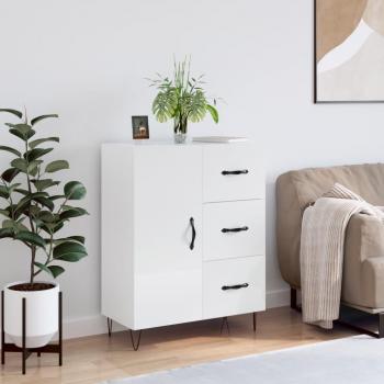 Aparador de madera multicapa blanco pulido 69,5x34x90 cm