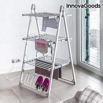 InnovaGoods Tendedero Eléctrico Plegable, Aluminio y ABS, Gris, 66x73x135 cm