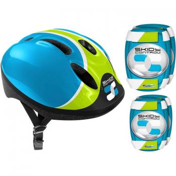 Kit de Protección Infantil | Casco y Rodilleras Azul Coderas