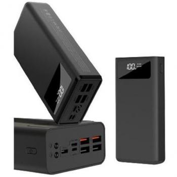 Xo PR123 Powerbank 30000mAh con 4 Salidas USB-A, Entradas MicroUSB, USB-C y Lightning, Pantalla LCD, Función Linterna, Carga Rápida y Resistente al Agua