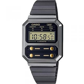 Casio Men's Collection Black and Silver Stainless Steel and Plastic/Resin Quartz Watch A100WEGG-1A2E (Ø 33 mm)
