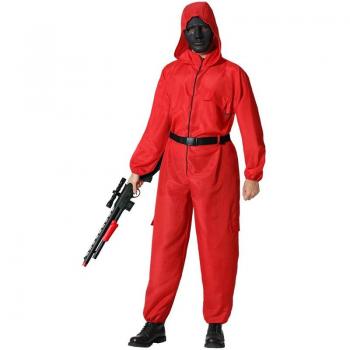 Disfraz de Vigilante cómplice de Mono rojo para adulto - Disfraz para adultos, color rojo, diseño de ladrón, talla XS/S