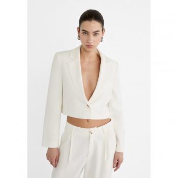 Ecru Flowing Cropped Blazer L