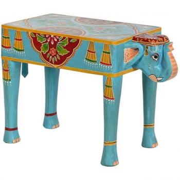 Mesita auxiliar elefante de madera de mango y MDF en multicolor DKD Home Decor 58x29x40 cm