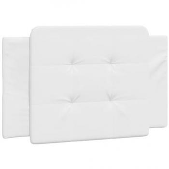Cojín de cabecera acolchado de cuero sintético blanco 90 cm