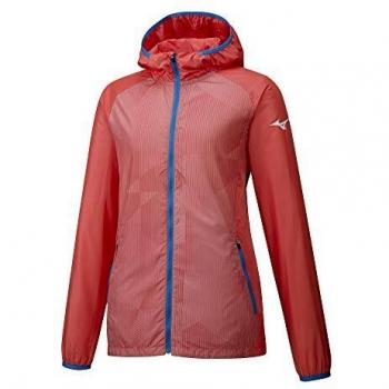 Mizuno Chaqueta con capucha estampada para mujer, Mujer, Chaqueta, 5054698596647, Coral Caliente, L