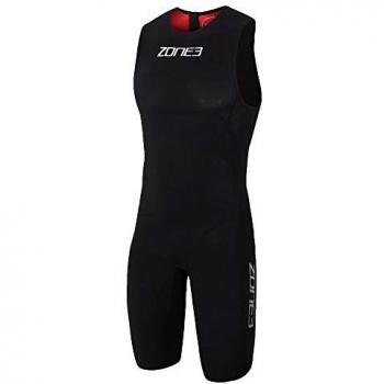 Traje neopreno Zone3 Streamline Swimskin Hombre, sin mangas, color negro y rojo, talla XL