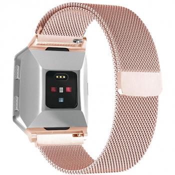 aresh para Fitbit Ionic reloj banda, Metal Milanese Loop imán pulsera de acero inoxidable correa banda de liberación rápida para Fitbit Ionic – Reloj, oro rosa