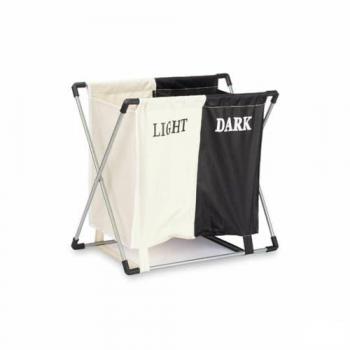 Cesto para la Ropa Sucia Doble Blanco Negro Metal 60 x 34 x 56 cm (6 Unidades)