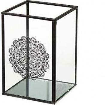 UNIMASA PORTAVELAS Metal-Cristal 10 X 10 X 15 CM